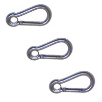 3 PACK BRIDCO SNAP HOOK CARBINE - STAINLESS STEEL - (5MM - 11MM) (A-2450)