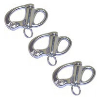 3 PK BRIDCO SNAP SHACKLE FIXED EYE STAINLESS STEEL - 50MM, 70MM OR 95mm (A-2481)