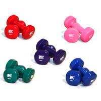 BUFFALO SPORTS PLASTIC COATED DUMBELLS - PAIR - MULTIPLE WEIGHTS