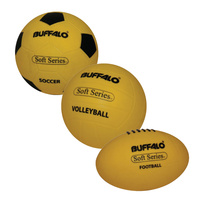 BUFFALO SPORTS SOFT SERIES SPORTS BALLS - SOCCER / VOLLEYBALL / FOOTBALL