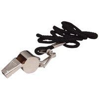 HART NICKEL PLATED WHISTLE WITH LANYARD - CLEAR HIGH PITCHED SOUND (22-103)