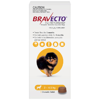 Bravecto Dog 3 Month Chew Tick & Flea Treatment 2.4-5kg Extra Small Yellow