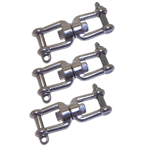 3 PACK BRIDCO SWIVEL STAINLESS STEEL JAW/JAW 6MM, 8MM OR 10MM