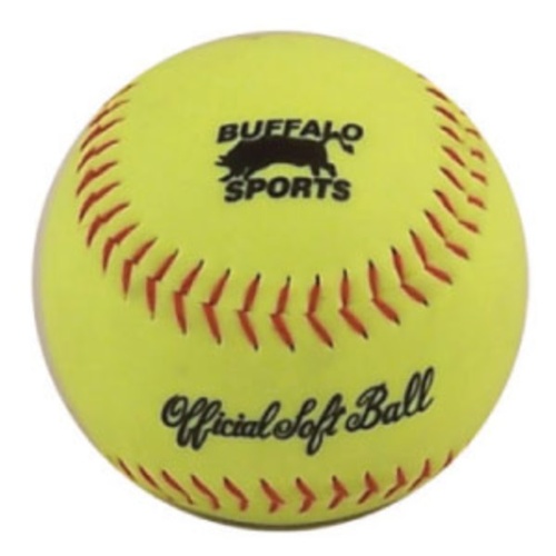 BUFFALO SPORTS SOFTCORE BALL SOFTBALL - 11 INCH - WHITE / FLURO YELLOW (BASE066)