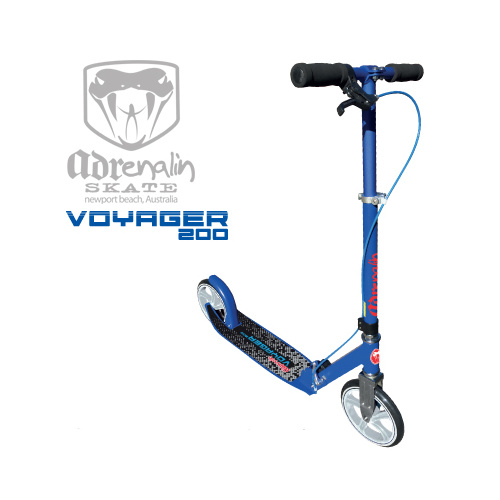 Adrenalin Voyager Kids & Adult Push Scooter with Hand Brake - Blue