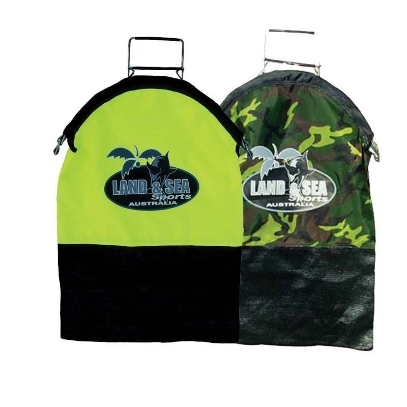 LAND & SEA CATCH BAG AUTO SPRING CLOSE - YELLOW / CAMO - FISHING CATCH BAG  SEA WATER