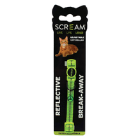 Scream Reflective Adjustable Nylon Cat Collar Loud Green 19-31cm