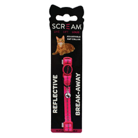 Scream Reflective Adjustable Nylon Cat Collar Loud Pink 19-31cm