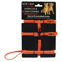 Scream Reflective Adjustable Harness & Leash Combo for Puppies & Cats Loud Ornge