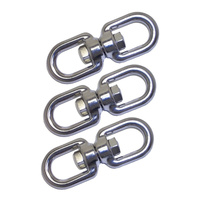 3 PACK BRIDCO SWIVEL STAINLESS STEEL EYE/EYE 6MM, 8MM OR 10MM