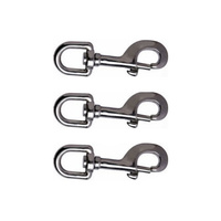 3 PACK BRIDCO BOLT SNAP HOOK STAINLESS STEEL SWIVEL EYE - 90MM (A-2325)