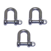 3 PACK BRIDCO D SHACKLE STAINLESS STEEL 6MM,7MM,8MM,10MM,12MM,16MM,19MM (A-2360)