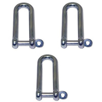 3 PACK BRIDCO LONG D SHACKLE CAPTIVE PIN - STAINLESS STEEL 6MM,8MM,10MM,12MM (A-2362)