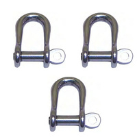 3 PACK BRIDCO D SHACKLE SEMI ROUND - STAINLESS STEEL 5MM OR 6MM (A-2368)