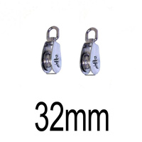 2 PK BRIDCO BLOCK SWIVEL HEAD METAL SHEAVE - STAINLESS STEEL 32MM PULLEY A-2771S