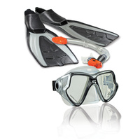 LAND & SEA FIJI SNORKEL, MASK & FINS SET - 4 PIECE SET - MULTIPLE SIZES [Size: X/Large (Shoe Size 12 - 13]