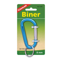 COGHLANS MINI BINER 8MM - ANODISED ALUMINIUM W/ SPRING LOADED CLOSURE (COG 0178)