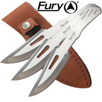 FURY THROWING KNIFE SET - 3 KNIVES IN LEATHER SHEATH - WELL BALANCED (60021)