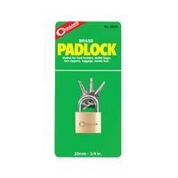 COGHLANS BRASS PADLOCK - 20MM - LOCK COMES WITH THREE KEYS (COG 8820)