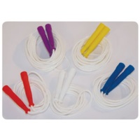 BUFFALO SPORTS SKIPPING ROPE - WHITE ROPES COLOURFUL HANDLES