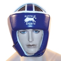 BUFFALO SPORTS LEATHER BOXING HEAD GUARD - RED / BLUE - MULTIPLE SIZES (BOX081)