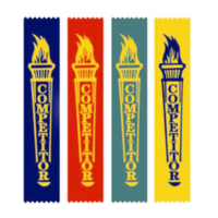 BUFFALO SPORTS 100 COMPETITOR RIBBONS - MULTIPLE COLOURS - ATTACHED SAFETY PINS