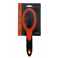 Scream Oval Pin Brush for Dogs Loud Orange Small 23cm