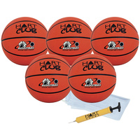 HART CLUB BASKETBALL PACK - PACK OF 5 BASKETBALLS - 1 CARRY NET & 1 HAND PUMP