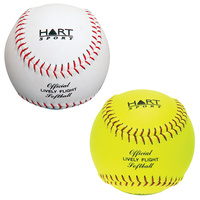 HART LEATHER SOFTBALL - OFFICIAL LIVELY FLIGHT BALL - WHITE OR YELLOW