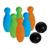 HART PLASTIC BOWLING SET - SIX PLASTIC PINS AND TWO HOLLOW BALLS (16-146)