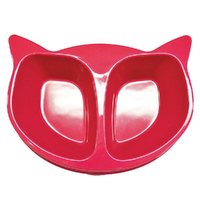 Scream Cat Face Heavy Duty Plastic Pet Double Bowl Loud Pink 350ml