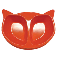 Scream Cat Face Heavy Duty Plastic Pet Double Bowl Loud Orange 350ml