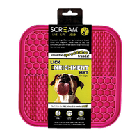 Scream Lick Enrichment Pet Dog Food Mat Non Skid Base Square Loud Pink