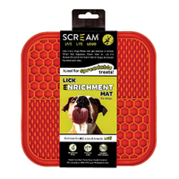 Scream Lick Enrichment Pet Dog Food Mat Non Skid Base Square Loud Orange