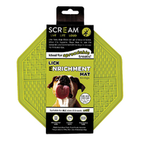 Scream Lick Enrichment Pet Dog Food Mat Suction Base Octagon Loud Green
