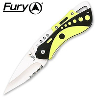 FURY WATERBUG POCKET KNIFE YELLOW RUBERIZED HANDLE - 170MM OVERALL LENGTH (10319)