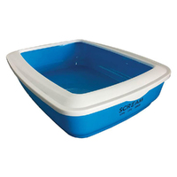 Scream Rectangle Cat Litter Tray Removable Rim Loud Blue