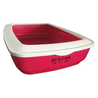 Scream Rectangle Cat Litter Tray Removable Rim Loud Pink