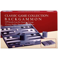CLASSIC GAME COLLECTION BACKGAMMON 15" WITH CASE FOR TRAVEL & STORAGE