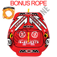 Wow Watersports 2P Person Coupe Cockpit Biscuit Towable With Bonus Tow Rope Ski Tube (15-1030)