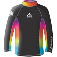 NEW ADRENALIN ADULT RAINBOW LONG SLEEVE LYCRA RASH TOP - UPF 50+ RATING