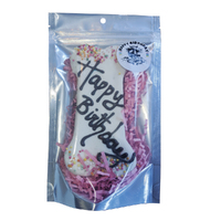 Huds & Toke Happy Birthday Bone Cookie Dog Treat Pink Pack 14cm