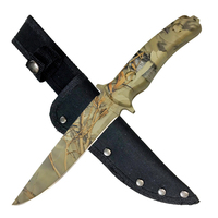Fury Woodland Style Camo Hunting Knife w/ Sheath 241mm (75582)