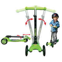 Adrenalin Trio Junior Kids Tilt Steer Scooter - Green / Black