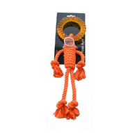 Scream Rope Man w/ TPR Head Interactive Play Dog Toy Loud Orange 30cm