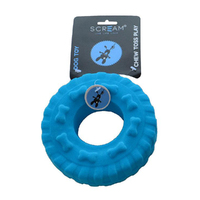 Scream Velvet Tire Dog Squeaker Toy Loud Blue 12cm