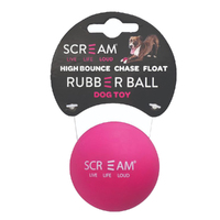 Scream Rubber Ball High Bounce Dog Toy Loud Pink 6cm