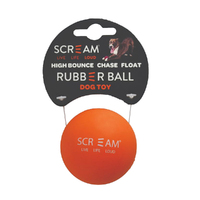 Scream Rubber Ball High Bounce Dog Toy Loud Orange 6cm