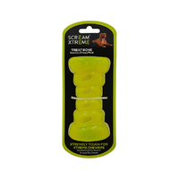 Scream Xtreme Treat Bone Treat Dispensing Dog Toy Loud Green Medium/Large 13cm