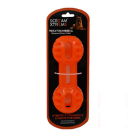Scream Xtreme Treat Dumbbell Treat Dispensing Dog Toy Loud Orange XL 20cm